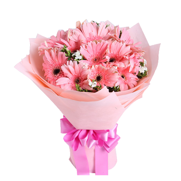 10 Pink Gerberas Bouquet - Cake House Online