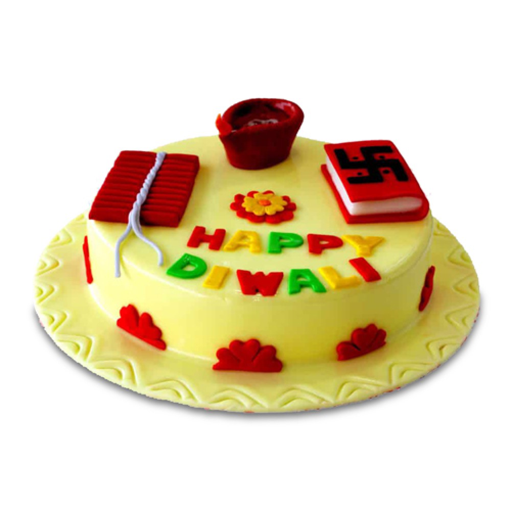 Happy Diwali Designer Diya Poster Cake 1 Kg : Gift/Send Diwali Gifts Online  HD1120114 |IGP.com
