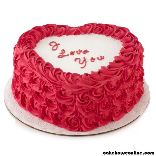 Red Rose Heart Cake - Cake House Online