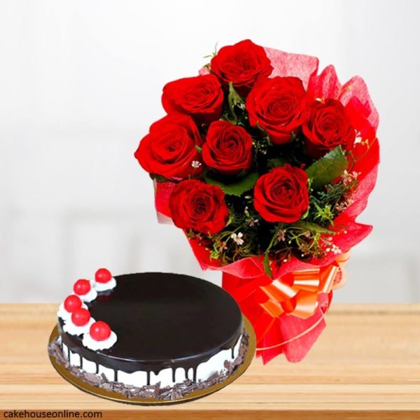 Chocolate Cake Rose Combo - Cake House Online