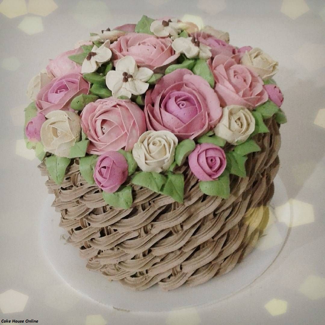 Flower Basketweave Cream Cake Cake House Online