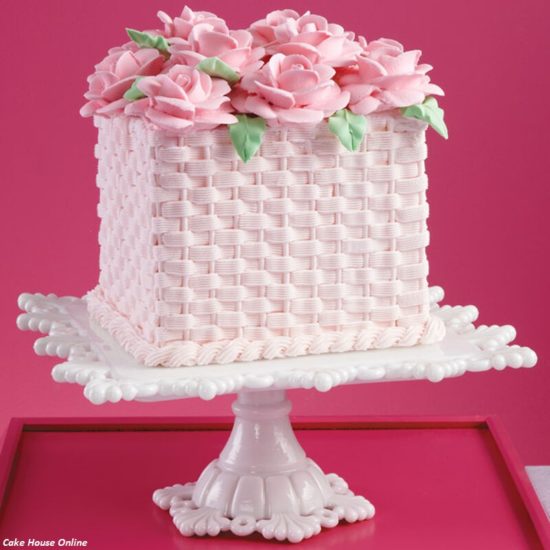 Pink Basket Weave Birthday Cake - Cake House Online