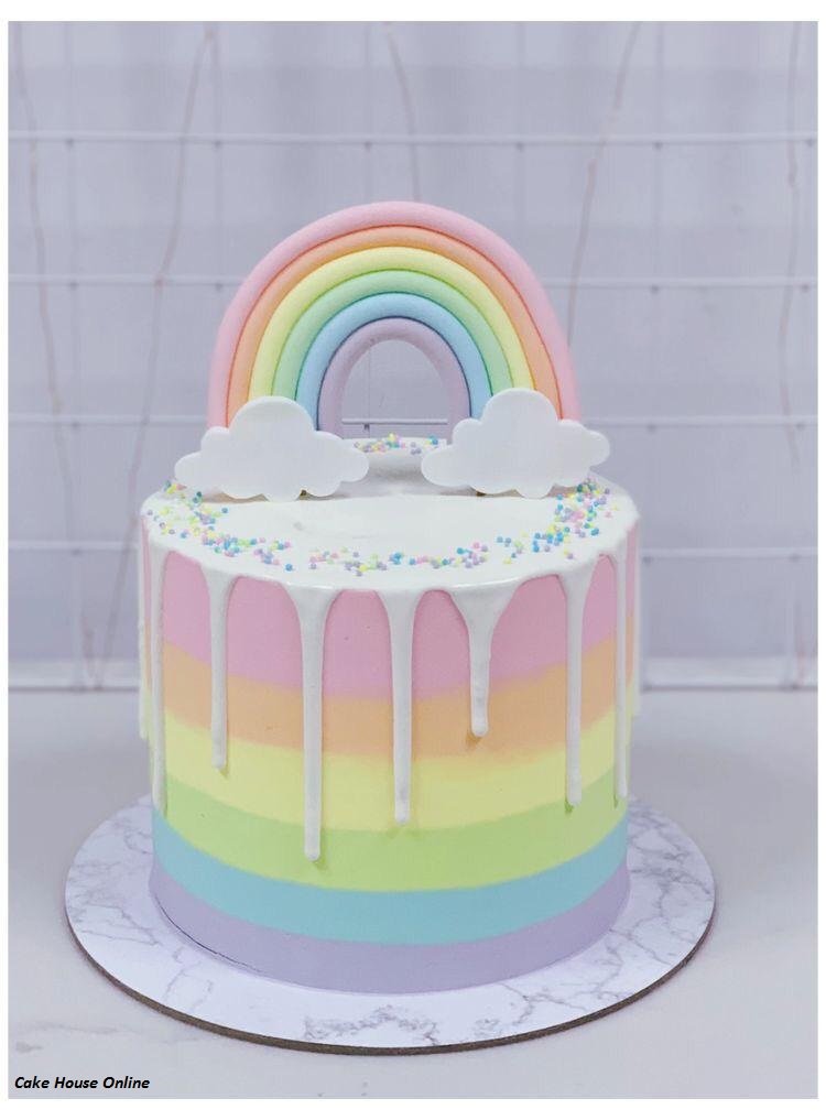 One Pan Rainbow Layer Cake (Easy Layer Cake with Fondant Polka Dots)