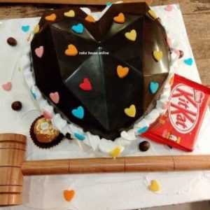 Pinata Heart Love Cake With Hammer