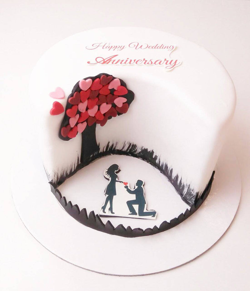 Hearts Tree Anniversary Cake - Fondant cakes - Wedding Anniversary