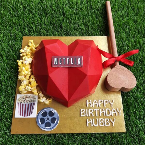 Netflix Pinata Heart Cake