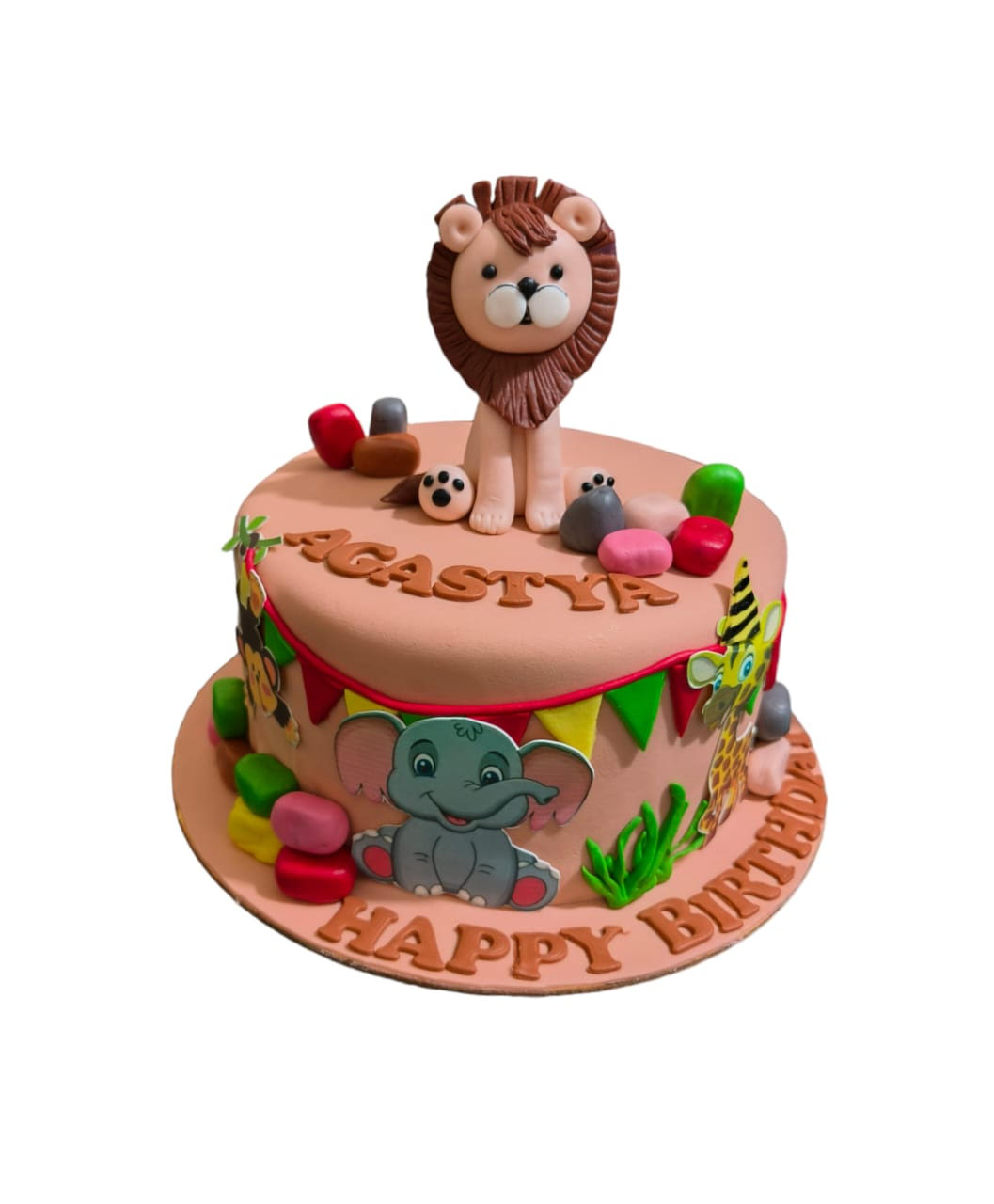 Jungle Theme Fondant Birthday Cake